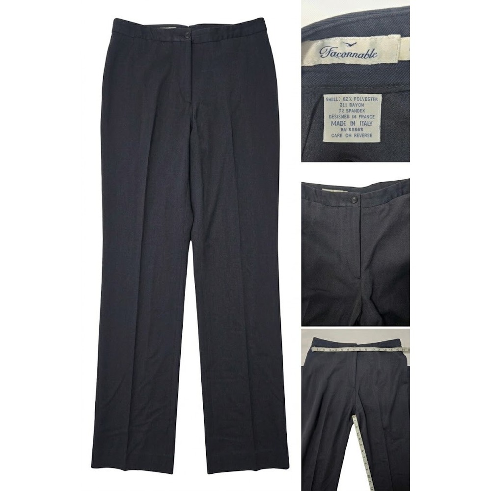 Faconnable Dress Pants Womens 8 Charcoal Gray Made in Italy Y2K Stretch Trousers